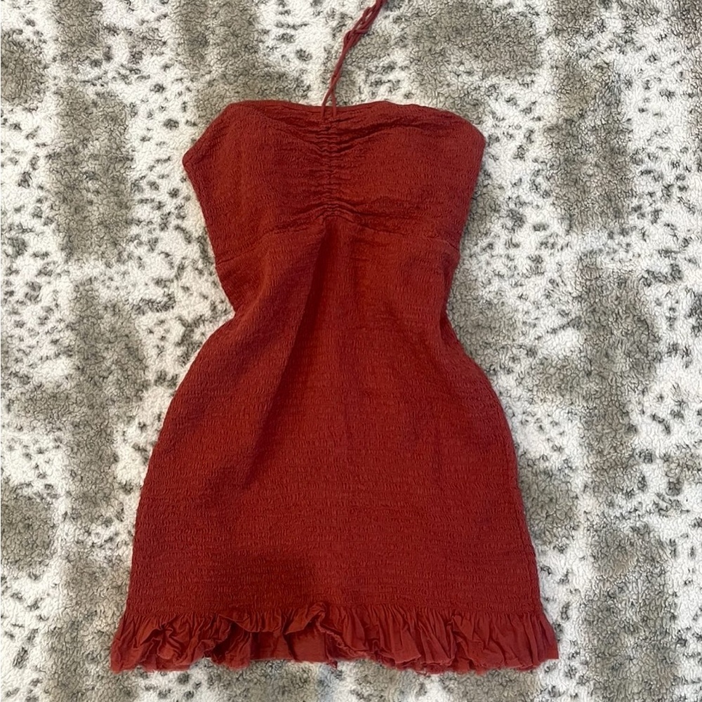 Free people ruched halter bodycon dress